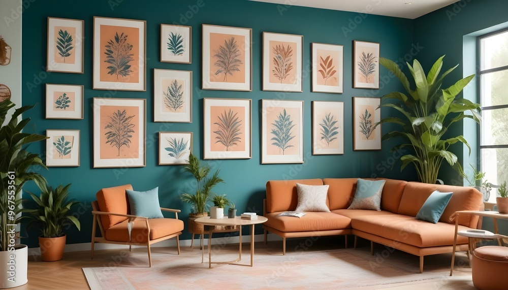 Photo interior modern design room 3d illustration; Photo interior modern design room 3d illustration;