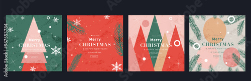 Creative 2025 Sale for Merry Christmas and Happy New Year. Offering 50% Discount. Set of Trendy Abstract 3D Patterns for Advertising, Web, Social Media, Posters, Banners, Covers. Vector Illustration.