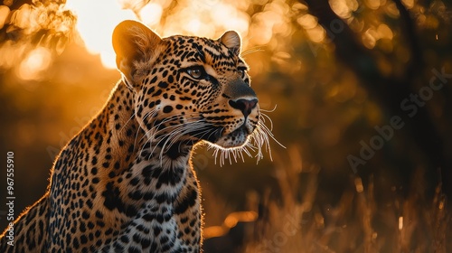 The leopard is the only cat that lives in the wilderness in Africa. It is Panthera pardus shortidgei, a wild cat living in nature habitat, in the savannah of Zimbabwe. Wildlife. photo