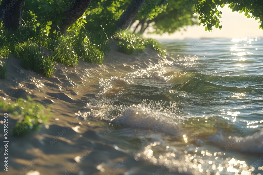 Peaceful Shoreline with Gentle Waves Peaceful Shoreline with Gentle Waves