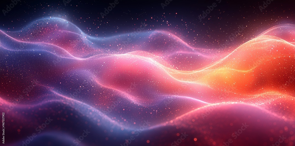 An ethereal glow emanates from a bright, colorful wave. An ethereal glow emanates from a bright, colorful wave.