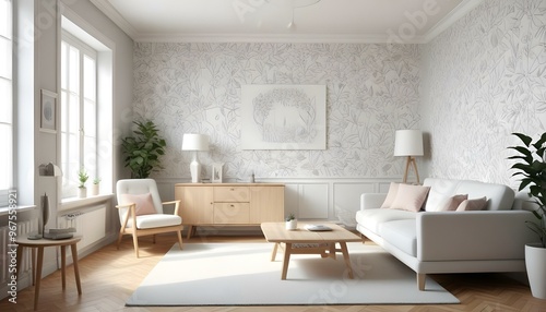 Photo interior modern design room 3d illustration;