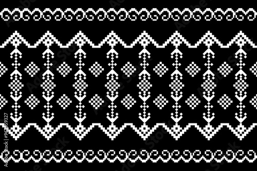 Seamless pattern design in white and black. Geometric image. Detailed Vector Illustration