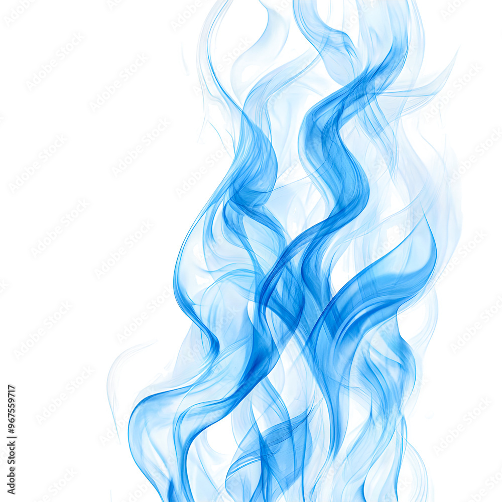 Blue abstract smoke patterns flowing isolated on transparent background Blue abstract smoke patterns flowing isolated on transparent background
