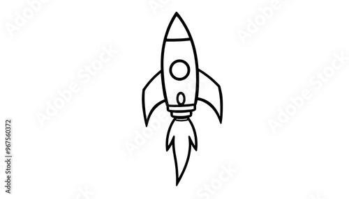 Space rocket launch symbol on a white background