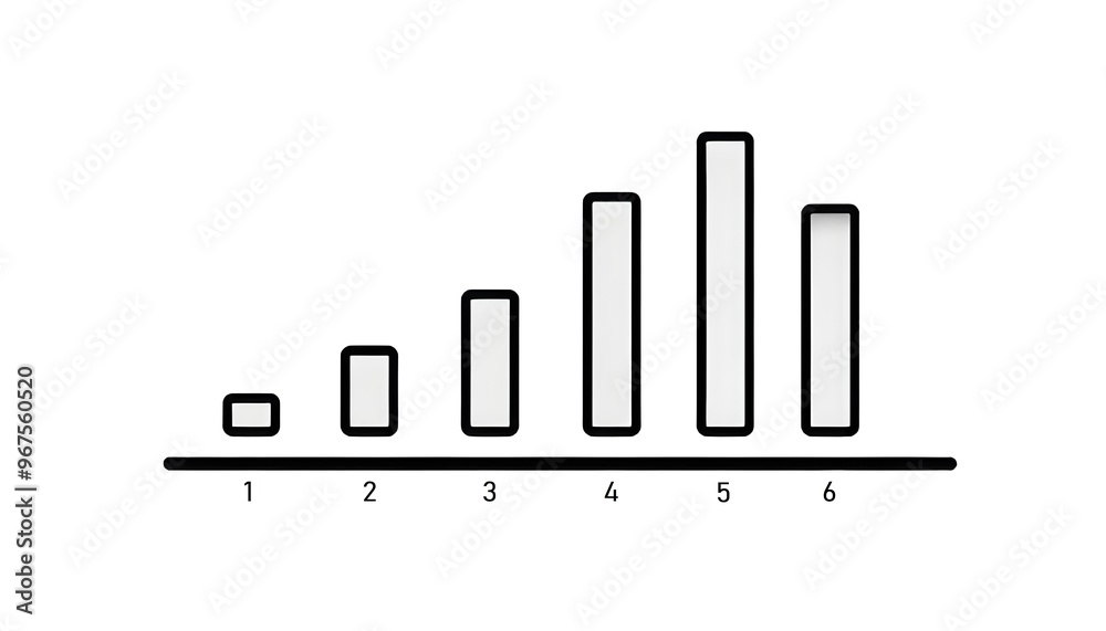 Bar chart graph on plain white background Bar chart graph on plain white background