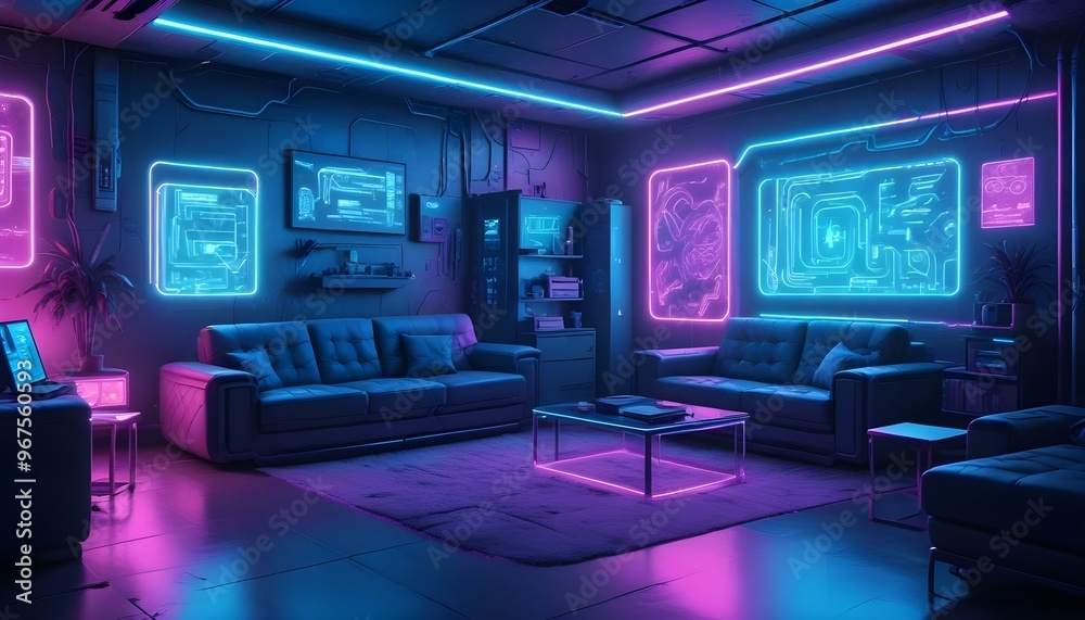 Photo interior modern design room 3d illustration; Photo interior modern design room 3d illustration;