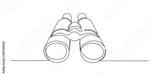 binocular continuous line.one line drawing of binoculars.single line vector illustration.isolated white background