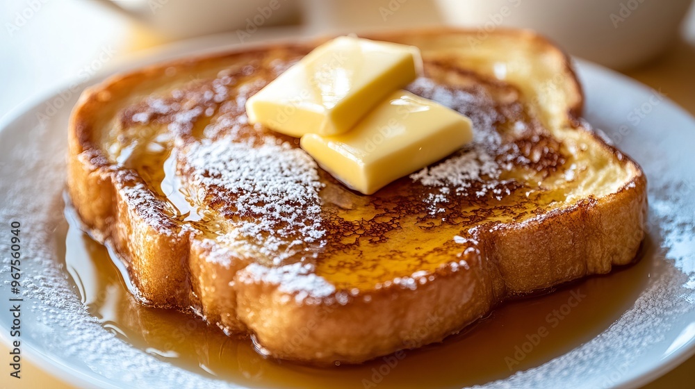 Savor the goodness of this homemade French toast! Fluffy bread sliced thick, dipped in eggs and fried until golden brown. Top with butter, powdered sugar, and syrup. Irresistible breakfast treat! Savor the goodness of this homemade French toast! Fluffy bread sliced thick, dipped in eggs and fried until golden brown. Top with butter, powdered sugar, and syrup. Irresistible breakfast treat!