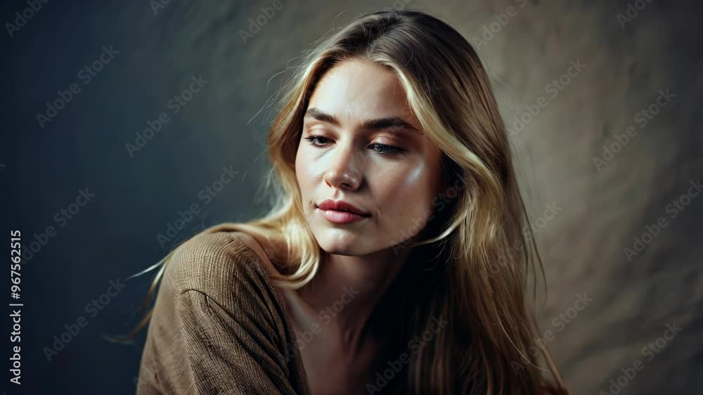 Portrait of a Relaxed Woman with Soft Lighting and Natural Expression Portrait of a Relaxed Woman with Soft Lighting and Natural Expression
