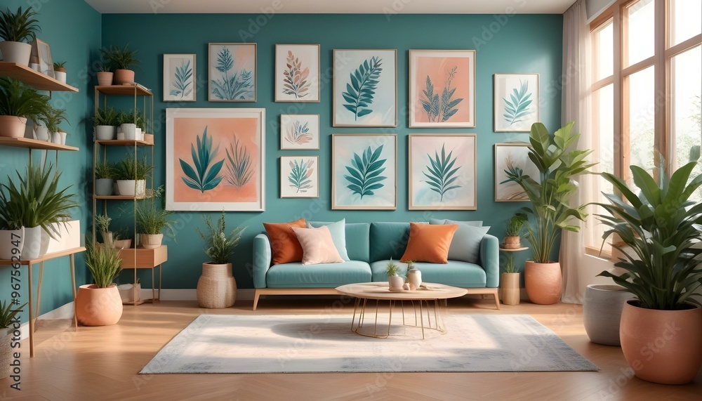 Photo interior modern design room 3d illustration; Photo interior modern design room 3d illustration;