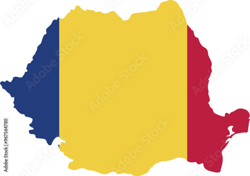 Romania country map with flag