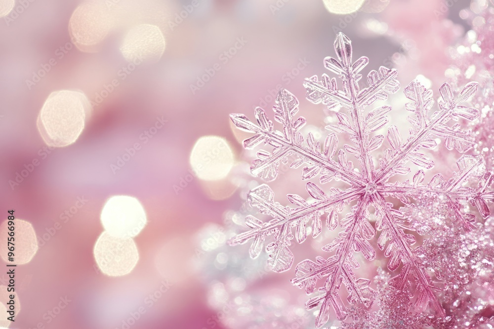 Delicate Pink Snowflake with Sparkling Background Delicate Pink Snowflake with Sparkling Background