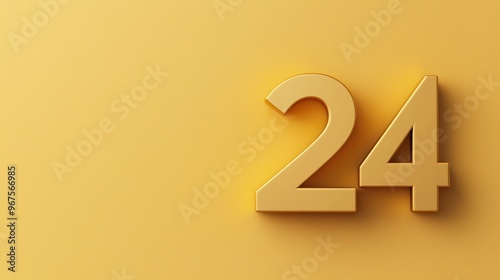 A gold number 24 is on a yellow background