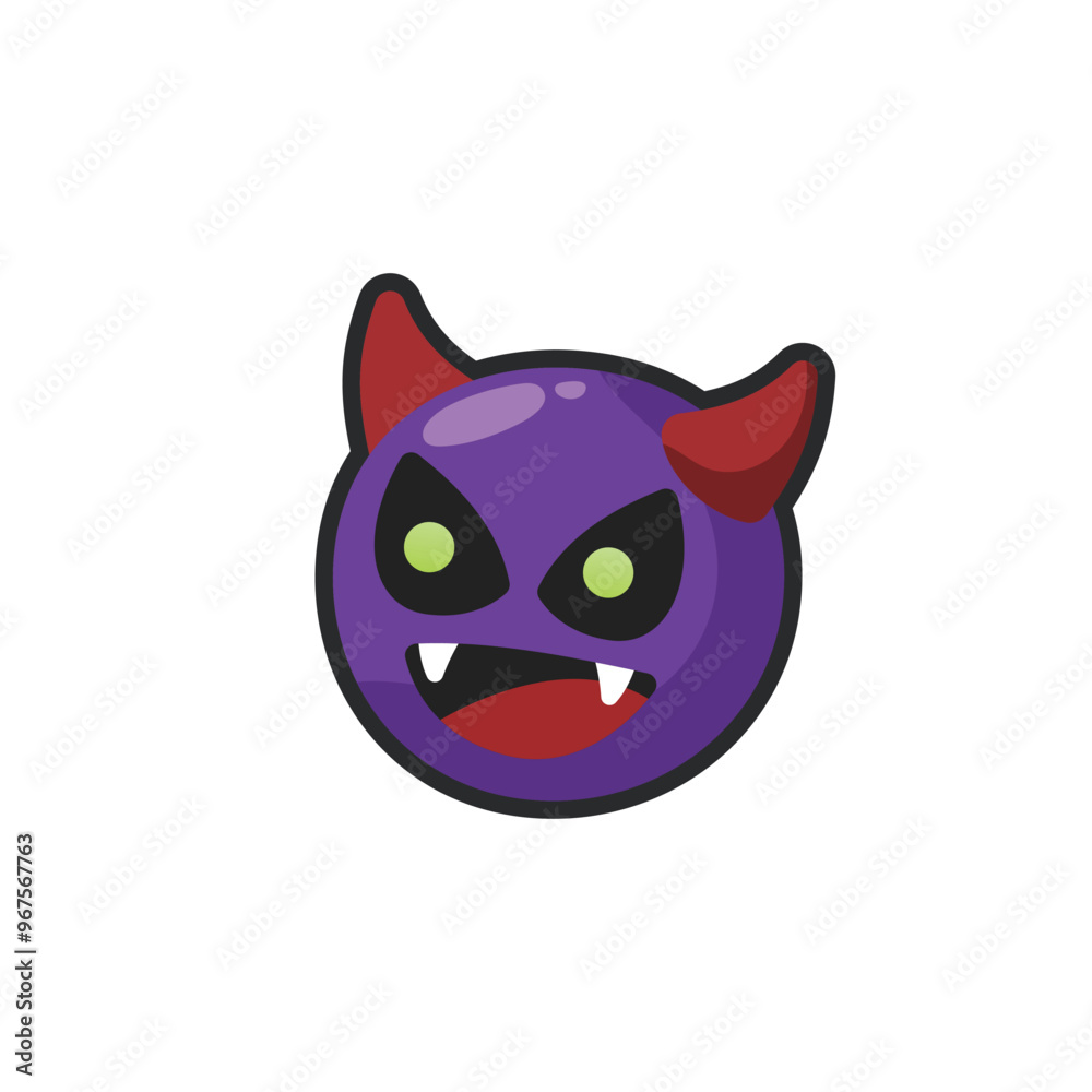 purple devil head in outline flat vector design. purple devil head in outline flat vector design.