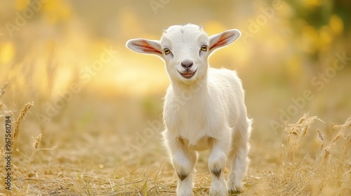 Cute Little Goat Standing in a Field