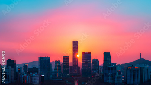 sunset in the city