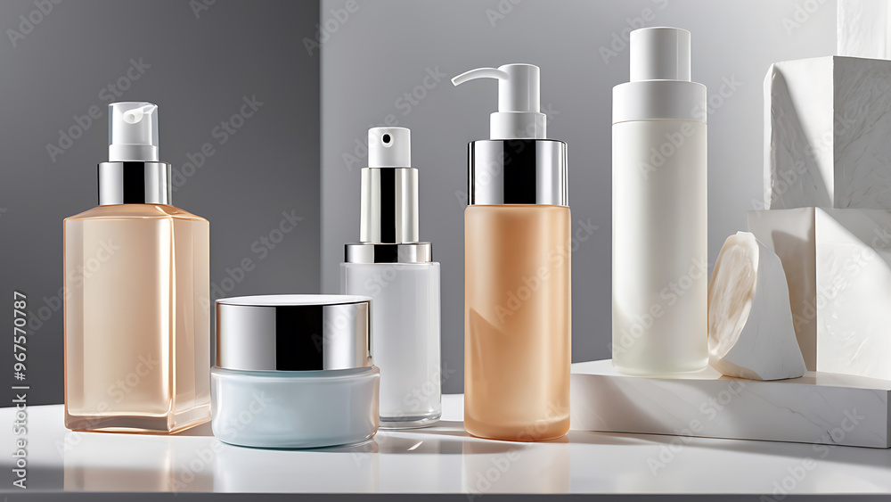 Skincare product mockup, luxury background Skincare product mockup, luxury background