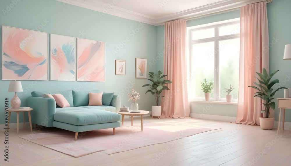 Fototapeta premium Photo interior modern design room 3d illustration;