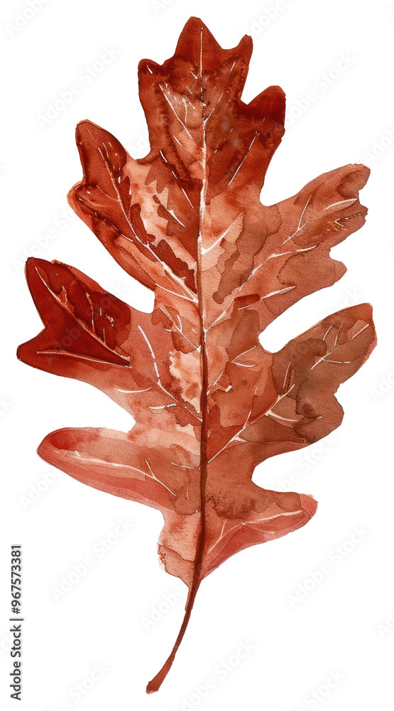 Obraz premium PNG Watercolor autumn oak leaf illustration