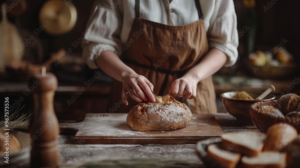 Artisan Bread Preparation Scene Artisan Bread Preparation Scene