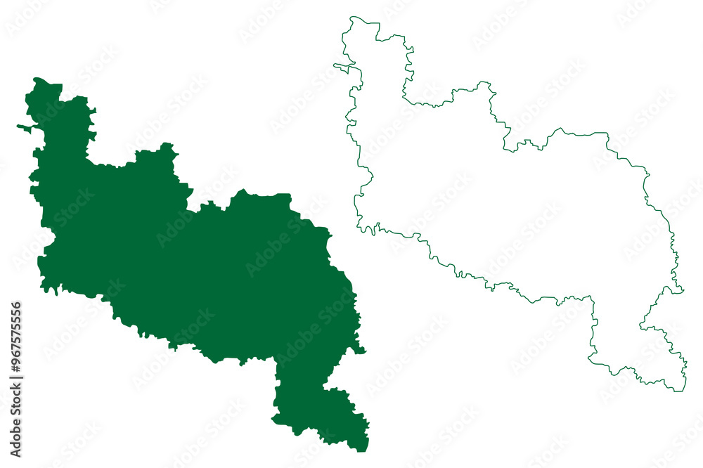 Naklejka premium Darbhanga district (Bihar State, division, Republic of India) map vector illustration, scribble sketch Darbhanga map