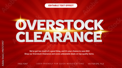 Overstock clearance Shopping day Sale discount deals super Red gradient Editable text effect dynamic banner