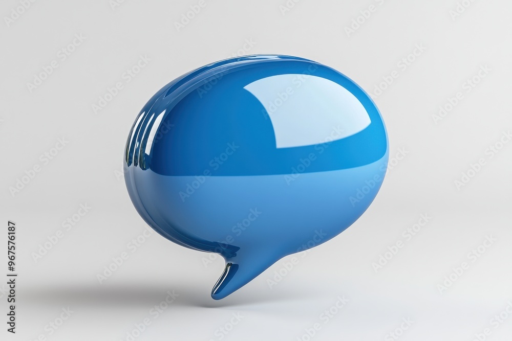 Glossy blue speech bubble icon on light background Glossy blue speech bubble icon on light background