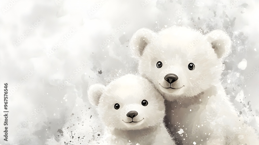 Adorable Polar Bear Cubs Playing in Snowy Winter Wonderland Adorable Polar Bear Cubs Playing in Snowy Winter Wonderland