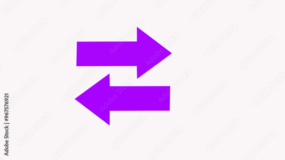 Sweep left and right animation silhouette arrow road sing on the white background.pointer arrow purple color. Sweep left and right animation silhouette arrow road sing on the white background.pointer arrow purple color.