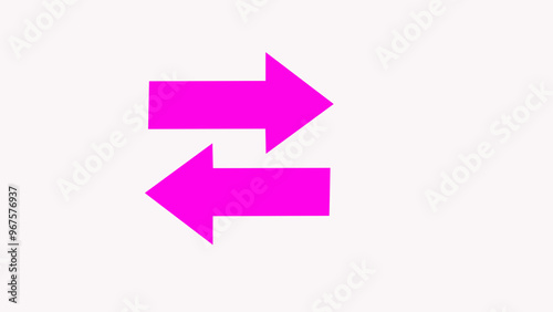 Sweep left and right animation silhouette arrow road sing on the white background.pointer arrow pink color.