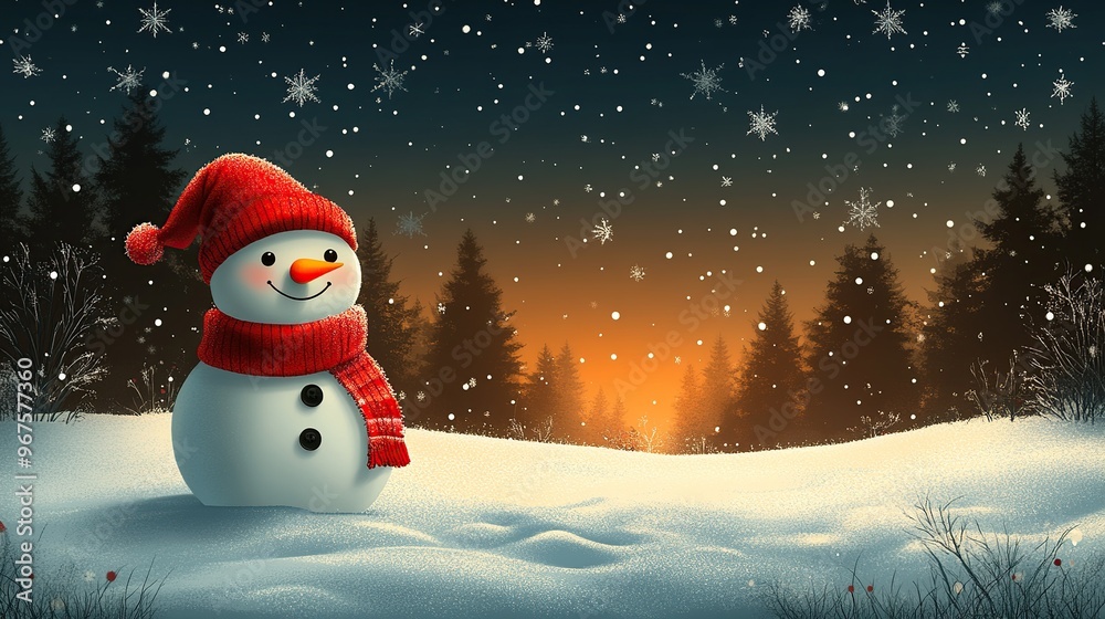 Fototapeta premium childish christmas illustration, minimalistic --ar 16:9 --style raw --stylize 750 --v 6.1 Job ID: 4e9b724d-26c3-4bc1-b99a-7ff4d223febd