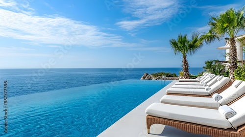 Breathtaking Infinity Pool with Stunning Ocean View at Luxury Tropical Resort Villa