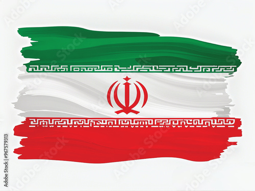 Iran flag brush paint strokes isolated on white color