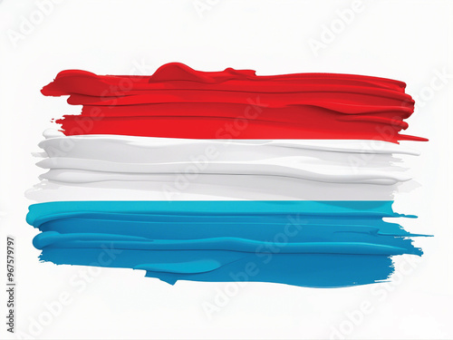 Luksemburg flag brush paint strokes isolated on white color