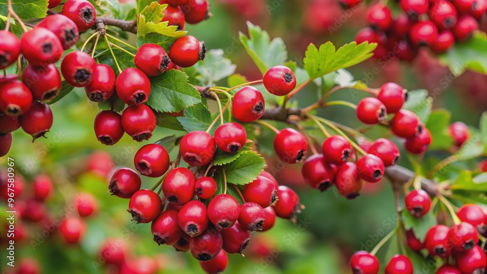 Hawthorn red berries cluster on a bush , Hawthorn, red, berries, bush, cluster, vibrant, plant, nature, outdoors, healthy Hawthorn red berries cluster on a bush , Hawthorn, red, berries, bush, cluster, vibrant, plant, nature, outdoors, healthy