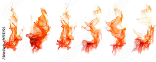 Set of Fire Flame Isolated Flat Png Vector.