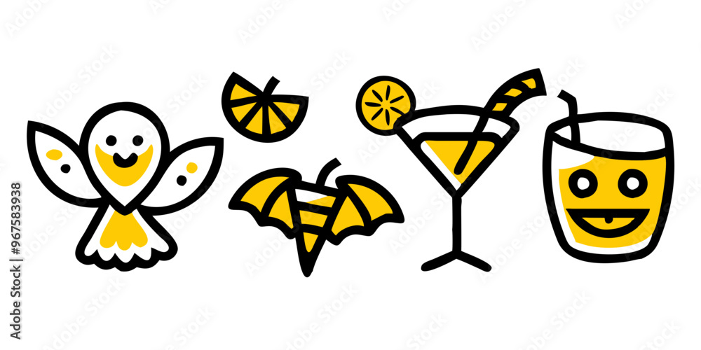 Party Icons Set in Doodle Line Art Style Party Icons Set in Doodle Line Art Style