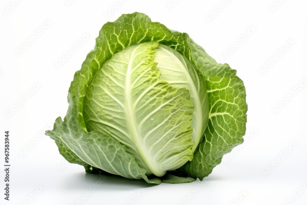 Fresh green cabbage on a plain background ready for cooking and healthy meal preparation Fresh green cabbage on a plain background ready for cooking and healthy meal preparation