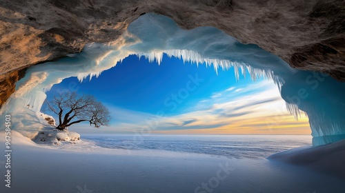 Auroral Archway in Icy Landscape photo