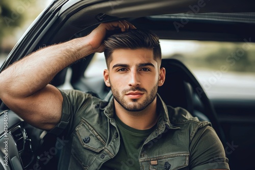 Looking out the window, a thoughtful man was pondering life decisions while he rubbed his hair