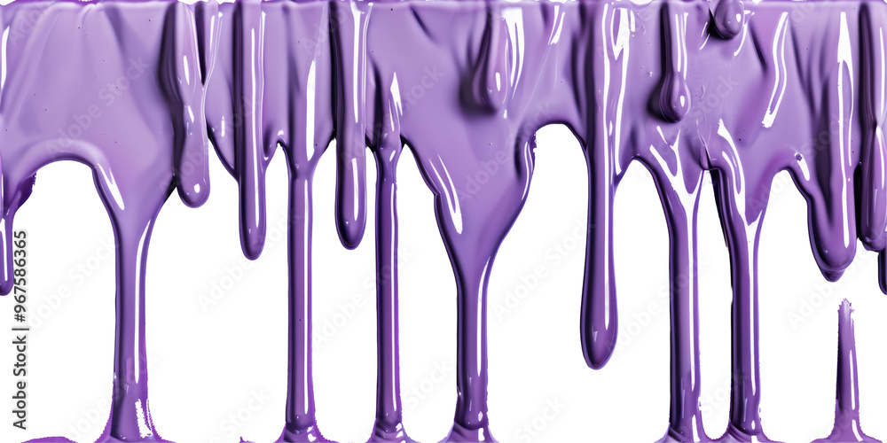 Naklejka premium Dripping purple liquid 3d render isolated on png background.