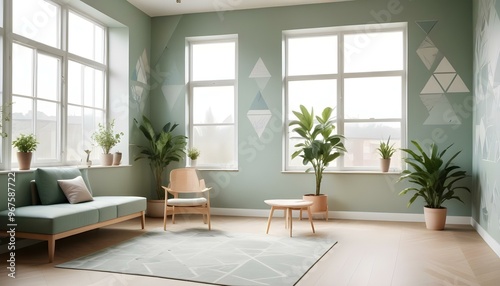 Photo interior modern design room 3d illustration;