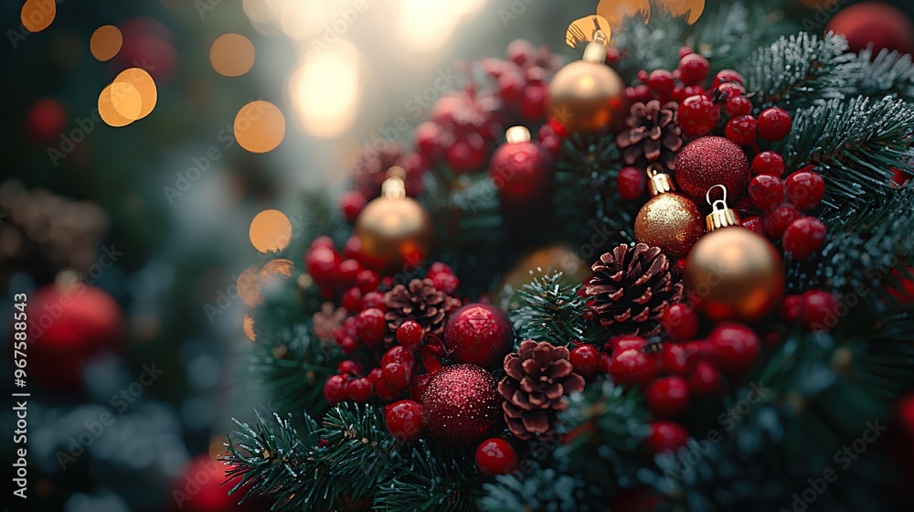 Christmas wreath, Background of the Christmas wreath, balanced composition Christmas wreath, Background of the Christmas wreath, balanced composition