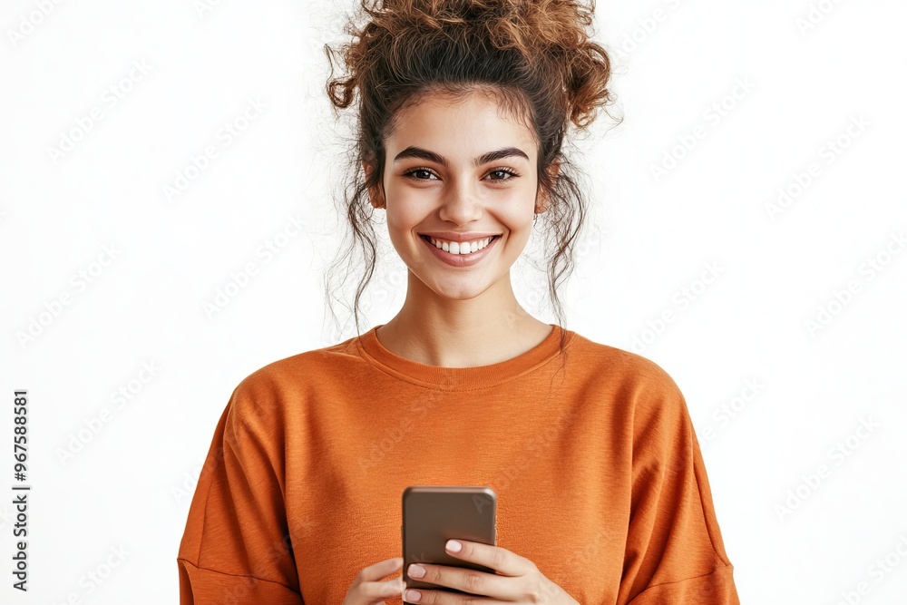 Isolated transparent png background or online notification, network, or conversation of a woman with a cellphone and texting for social media communication or search. Isolated transparent png background or online notification, network, or conversation of a woman with a cellphone and texting for social media communication or search.
