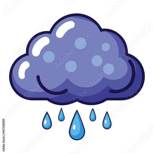 Rain icon set. Weather forecast symbols featuring rainy clouds