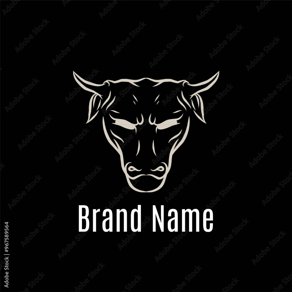 Fototapeta premium Bull head logo design monochrome color vector illustration