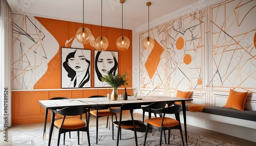 Photo interior modern design room 3d illustration;