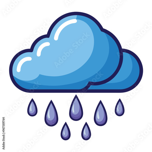 Rain icon set. Weather forecast symbols featuring rainy clouds