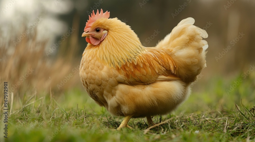 Fototapeta premium Golden Rooster in the Grass